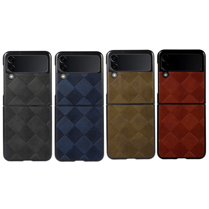 For Samsung Galaxy Z Flip 3 5G Weave Plaid PU Phone Case(Black) by buy2fix