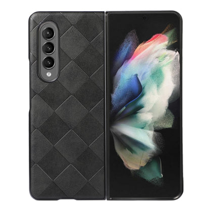 For Samsung Galaxy Z Fold3 5G Weave Plaid PU Phone Case(Black) by buy2fix