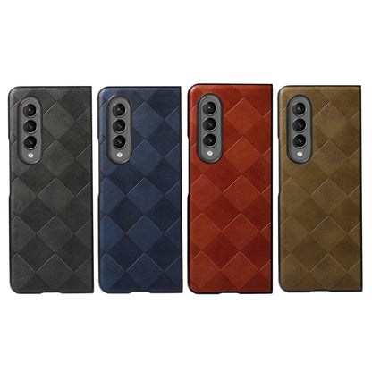 For Samsung Galaxy Z Fold3 5G Weave Plaid PU Phone Case(Black) by buy2fix