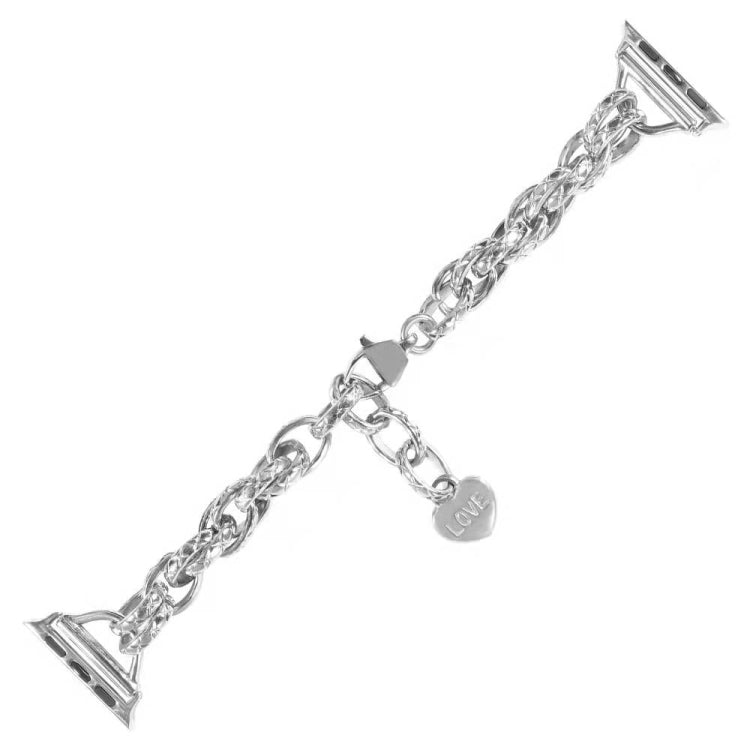 Stainless Steel Heart Pendant Watch Band For Apple Watch Series 9&8&7 41mm / SE 3&SE 2&6&SE&5&4 40mm / 3&2&1 38mm(Silver) by buy2fix