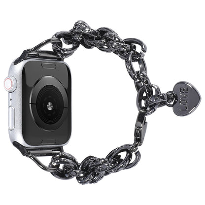 Stainless Steel Heart Pendant Watch Band For Apple Watch Ultra 49mm&Watch Ultra 2 49mm / Series 9&8&7 45mm / SE 3&SE 2&6&SE&5&4 44mm / 3&2&1 42mm(Black) by buy2fix