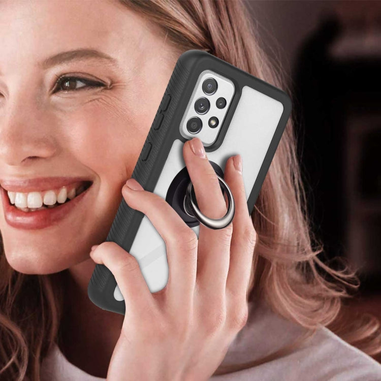 For Samsung Galaxy A53 5G Shockproof PC + TPU Phone Case with Ring Holder(Black) by buy2fix