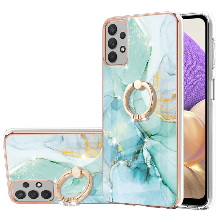 Samsung Galaxy A53 5G Electroplating Marble IMD TPU Phone Case with Ring Holder(Green 003) by buy2fix