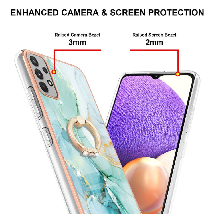 Samsung Galaxy A53 5G Electroplating Marble IMD TPU Phone Case with Ring Holder(Green 003) by buy2fix