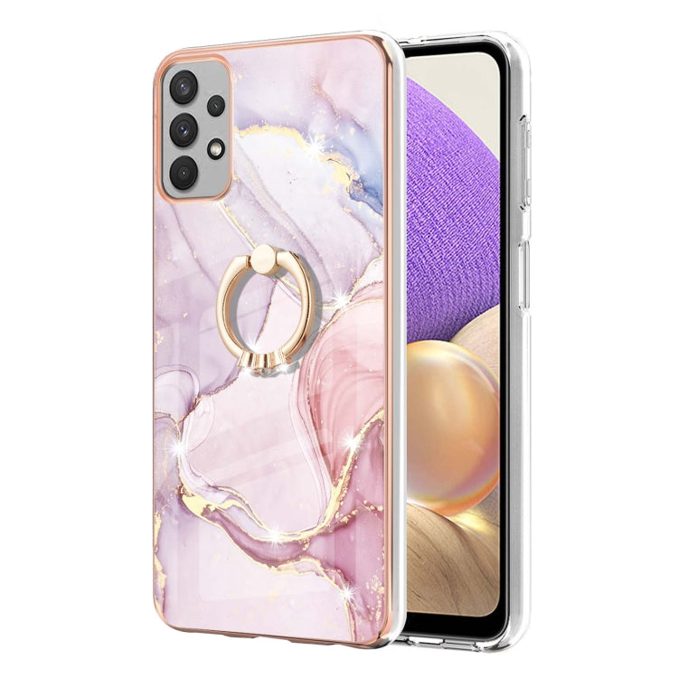 Samsung Galaxy A53 5G Electroplating Marble IMD TPU Phone Case with Ring Holder(Rose Gold 005) by buy2fix