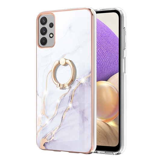Samsung Galaxy A53 5G Electroplating Marble IMD TPU Phone Case with Ring Holder(White 006) by buy2fix