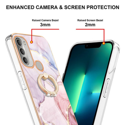 For Motorola Moto G51 5G Electroplating Marble Pattern IMD TPU Shockproof Phone Case with Ring Holder(Rose Gold 005) - Motorola Cases by buy2fix | Online Shopping UK | buy2fix