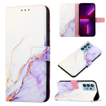 For Samsung Galaxy A13 4G PT003 Marble Pattern Flip Leather Phone Case(LS006) by buy2fix