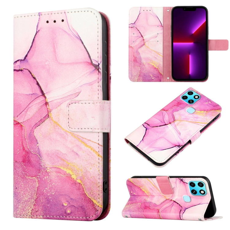 For Infinix Smart 6 PT003 Marble Pattern Flip Leather Phone Case(Pink Purple Gold LS001) - Infinix Cases by buy2fix | Online Shopping UK | buy2fix
