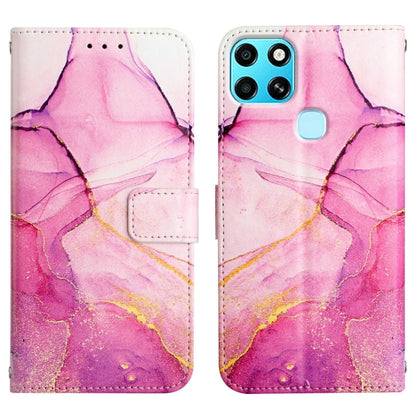 For Infinix Smart 6 PT003 Marble Pattern Flip Leather Phone Case(Pink Purple Gold LS001) - Infinix Cases by buy2fix | Online Shopping UK | buy2fix