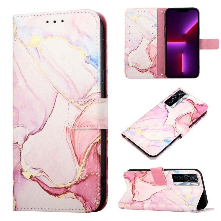 For Tecno Camon 17 Pro PT003 Marble Pattern Flip Leather Phone Case(Rose Gold LS005) by buy2fix