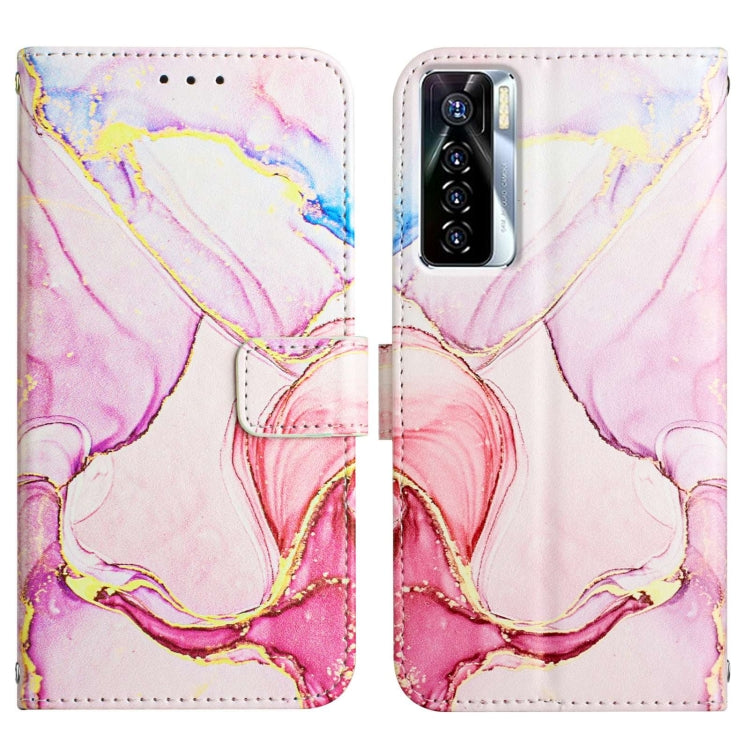 For Tecno Camon 17 Pro PT003 Marble Pattern Flip Leather Phone Case(Rose Gold LS005) by buy2fix