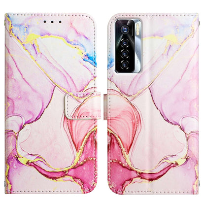 For Tecno Camon 17 Pro PT003 Marble Pattern Flip Leather Phone Case(Rose Gold LS005) by buy2fix