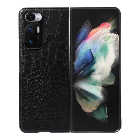 For Xiaomi Mi Mix Fold Crocodile Top Layer Cowhide Leather Phone Case(Black) - Xiaomi Cases by buy2fix | Online Shopping UK | buy2fix