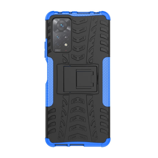 For Xiaomi Redmi Note 11 Pro 5G International Version Tire Texture Shockproof TPU+PC Phone Case with Holder(Blue) by buy2fix