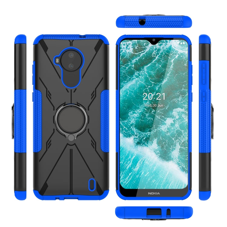 For Nokia C30 Armor Bear Shockproof PC + TPU Phone Protective Case with Ring Holder(Blue) - Nokia Cases by buy2fix | Online Shopping UK | buy2fix