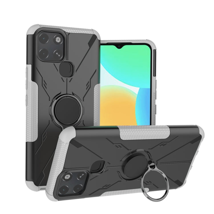 For Infinix Smart 6 Armor Bear Shockproof PC + TPU Phone Protective Case with Ring Holder(White) - Infinix Cases by buy2fix | Online Shopping UK | buy2fix