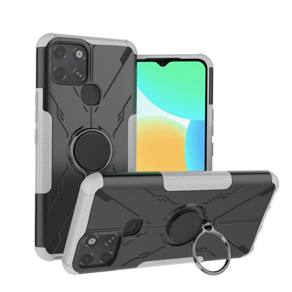 For Infinix Smart 6 Armor Bear Shockproof PC + TPU Phone Protective Case with Ring Holder(White) - Infinix Cases by buy2fix | Online Shopping UK | buy2fix