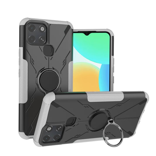 For Infinix Smart 6 Armor Bear Shockproof PC + TPU Phone Protective Case with Ring Holder(White) - Infinix Cases by buy2fix | Online Shopping UK | buy2fix