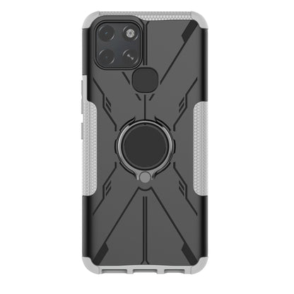 For Infinix Smart 6 Armor Bear Shockproof PC + TPU Phone Protective Case with Ring Holder(White) - Infinix Cases by buy2fix | Online Shopping UK | buy2fix