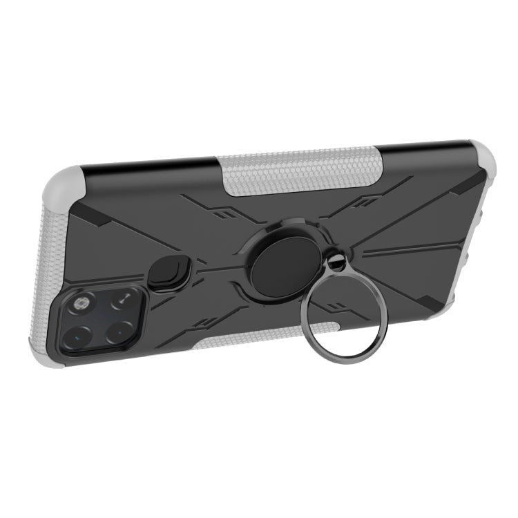 For Infinix Smart 6 Armor Bear Shockproof PC + TPU Phone Protective Case with Ring Holder(White) - Infinix Cases by buy2fix | Online Shopping UK | buy2fix