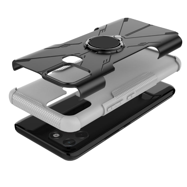 For Infinix Smart 6 Armor Bear Shockproof PC + TPU Phone Protective Case with Ring Holder(White) - Infinix Cases by buy2fix | Online Shopping UK | buy2fix