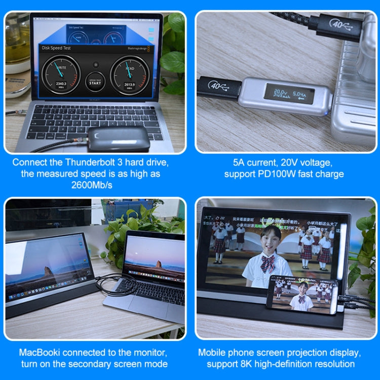 PD 100W USB-C / Type-C to USB-C / Type-C Compatible Thunderbolt 4 Full-function Data Cable, Cable Length:2m(Black Mesh) by buy2fix