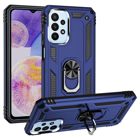 For Samsung Galaxy A23 Shockproof TPU + PC Phone Case with Holder(Blue) - Galaxy Phone Cases by buy2fix | Online Shopping UK | buy2fix