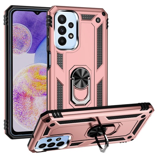 For Samsung Galaxy A23 Shockproof TPU + PC Phone Case with Holder(Rose Gold) - Galaxy Phone Cases by buy2fix | Online Shopping UK | buy2fix