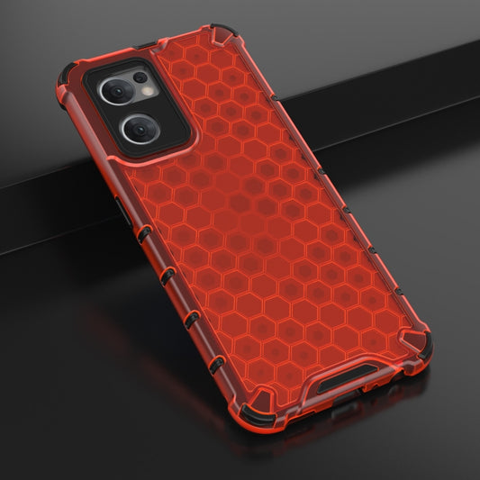 For OPPO Reno7 5G Global / Find X5 Lite Shockproof Honeycomb PC + TPU Phone Case(Red) - OPPO Cases by buy2fix | Online Shopping UK | buy2fix