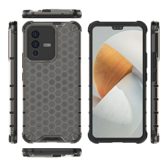 For vivo S12 / V23 5G Shockproof Honeycomb PC + TPU Phone Case(Black) - vivo Cases by buy2fix | Online Shopping UK | buy2fix