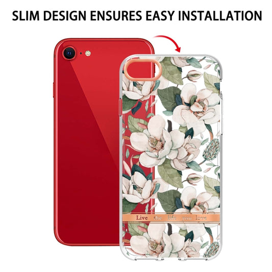 For iPhone SE 2022 / SE 2020 / 8 / 7 Flowers and Plants Series IMD TPU Phone Case(Green Gardenia) - iPhone SE 2022 / 2020 / 8 / 7 Cases by buy2fix | Online Shopping UK | buy2fix