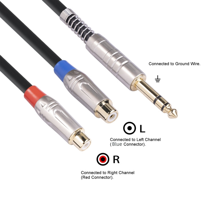 TC030YTR048-03 6.35mm Male to Dual RCA Female Bifurcated Audio Cable, Length: 30cm by buy2fix