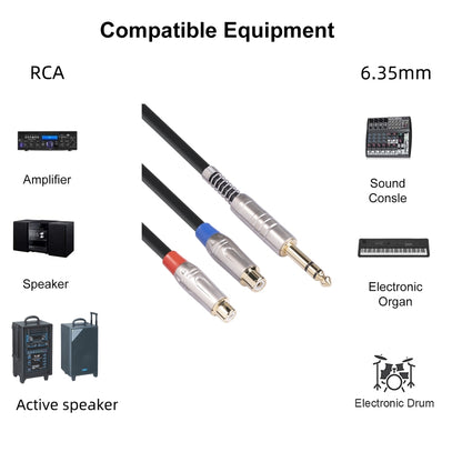 TC030YTR048-03 6.35mm Male to Dual RCA Female Bifurcated Audio Cable, Length: 30cm by buy2fix