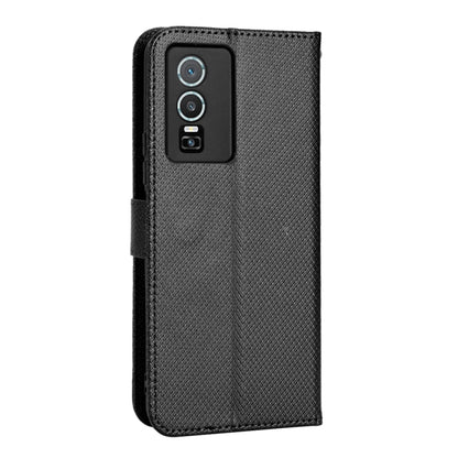 For vivo Y76 5G Diamond Texture Leather Phone Case(Black) - vivo Cases by buy2fix | Online Shopping UK | buy2fix