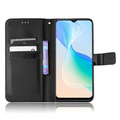 For vivo Y76 5G Diamond Texture Leather Phone Case(Black) - vivo Cases by buy2fix | Online Shopping UK | buy2fix