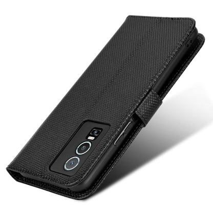 For vivo Y76 5G Diamond Texture Leather Phone Case(Black) - vivo Cases by buy2fix | Online Shopping UK | buy2fix