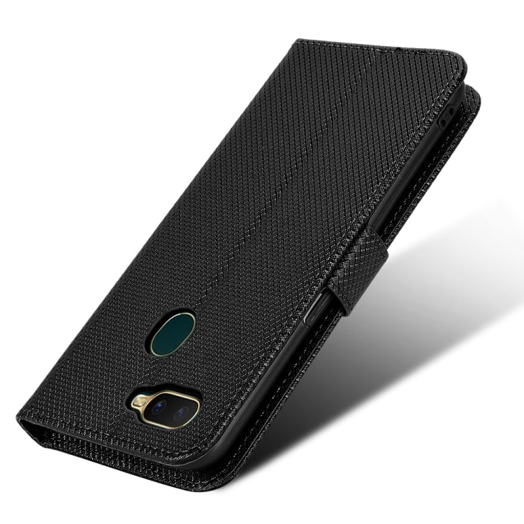 For OPPO A7 / AX7 / A5s / AX5s / A21 Diamond Texture Leather Phone Case(Black) - OPPO Cases by buy2fix | Online Shopping UK | buy2fix