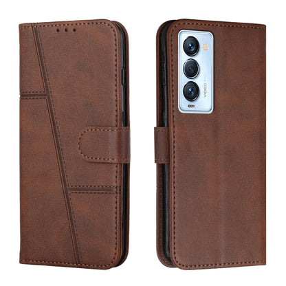 For Tecno Camon 18 Premier Stitching Calf Texture Buckle Leather Phone Case(Brown) by buy2fix