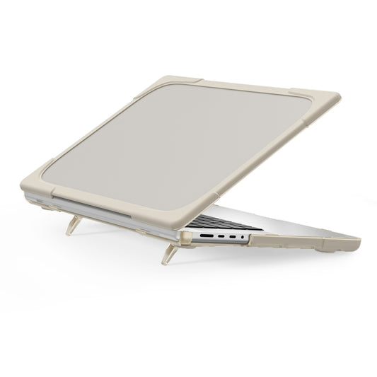 TPU + PC Two-color Anti-fall Laptop Protective Case For MacBook Pro 16.2 inch A2485 2021(Khaki) by buy2fix
