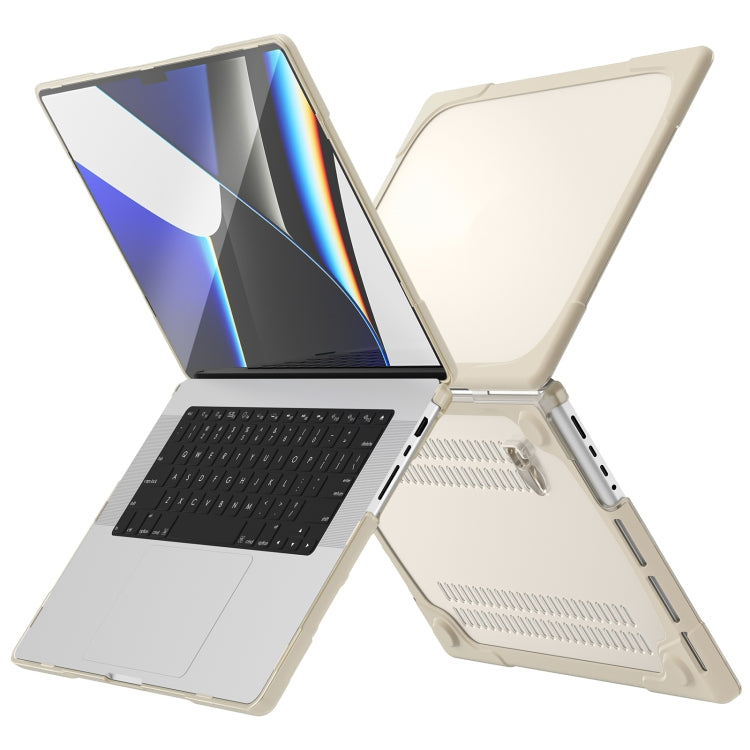 TPU + PC Two-color Anti-fall Laptop Protective Case For MacBook Pro 16.2 inch A2485 2021(Khaki) by buy2fix