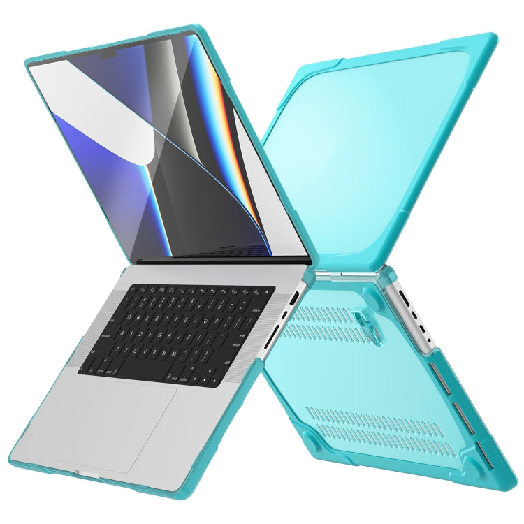 TPU + PC Two-color Anti-fall Laptop Protective Case For MacBook Pro 16.2 inch A2485 2021(Light Blue) by buy2fix