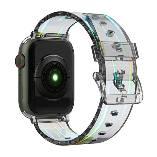 Aurora Transparent Silicone Watch Band For Apple Watch Series 9&8&7 41mm / SE 3&SE 2&6&SE&5&4 40mm / 3&2&1 38mm(Black) by buy2fix