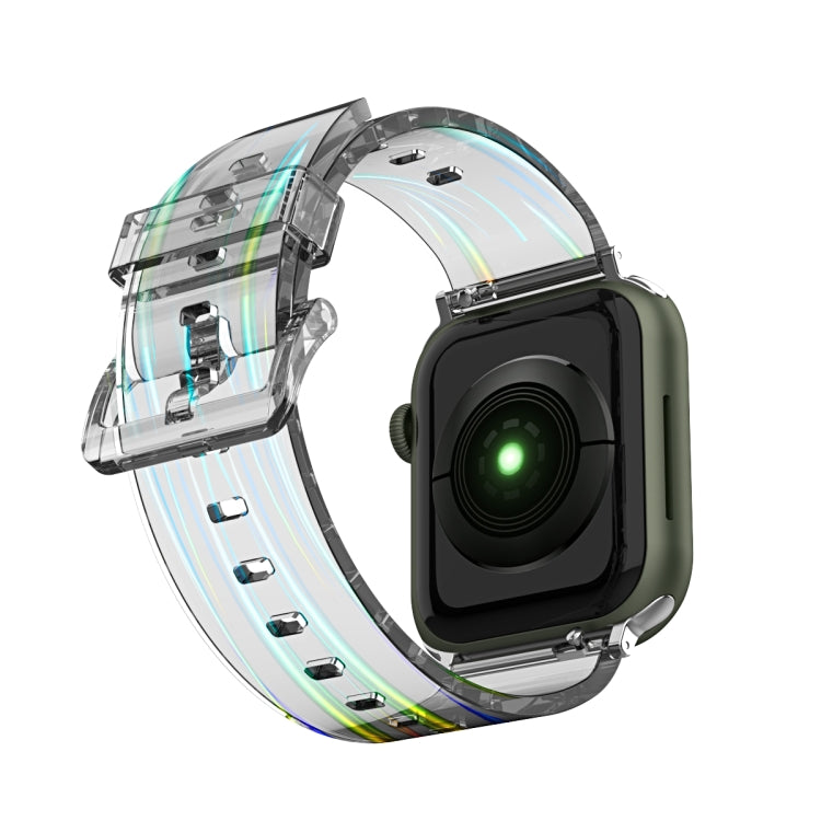 Aurora Transparent Silicone Watch Band For Apple Watch Series 9&8&7 41mm / SE 3&SE 2&6&SE&5&4 40mm / 3&2&1 38mm(Black) by buy2fix