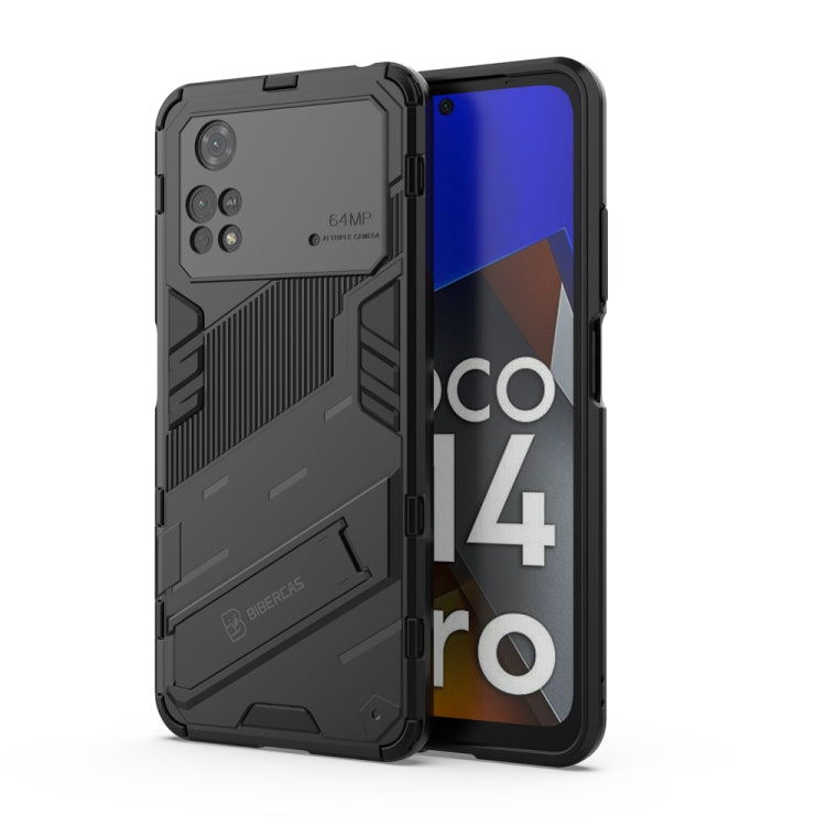 For Xiaomi Poco M4 Pro 4G Punk Armor 2 in 1 PC + TPU Shockproof Phone Case with Invisible Holder(Black) - Xiaomi Cases by buy2fix | Online Shopping UK | buy2fix