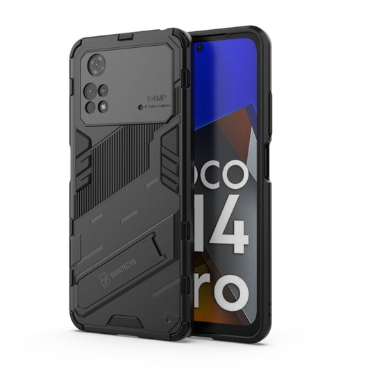 For Xiaomi Poco M4 Pro 4G Punk Armor 2 in 1 PC + TPU Shockproof Phone Case with Invisible Holder(Black) - Xiaomi Cases by buy2fix | Online Shopping UK | buy2fix