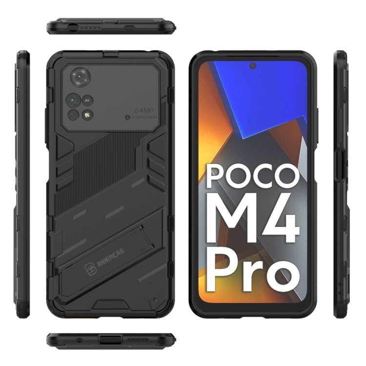 For Xiaomi Poco M4 Pro 4G Punk Armor 2 in 1 PC + TPU Shockproof Phone Case with Invisible Holder(Black) - Xiaomi Cases by buy2fix | Online Shopping UK | buy2fix