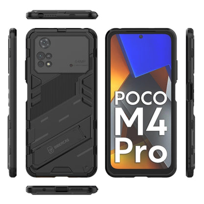 For Xiaomi Poco M4 Pro 4G Punk Armor 2 in 1 PC + TPU Shockproof Phone Case with Invisible Holder(Black) - Xiaomi Cases by buy2fix | Online Shopping UK | buy2fix