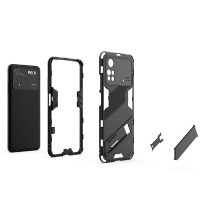 For Xiaomi Poco M4 Pro 4G Punk Armor 2 in 1 PC + TPU Shockproof Phone Case with Invisible Holder(Black) - Xiaomi Cases by buy2fix | Online Shopping UK | buy2fix