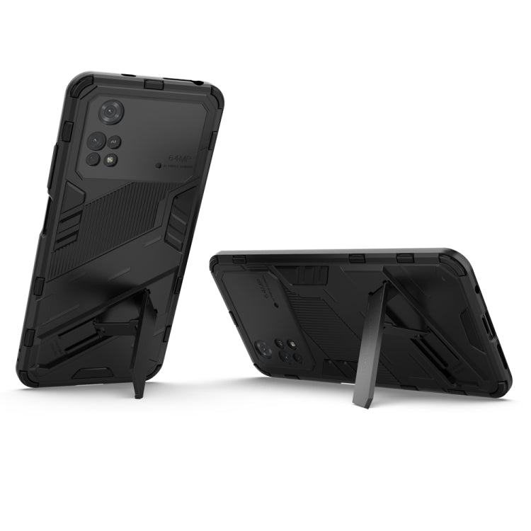 For Xiaomi Poco M4 Pro 4G Punk Armor 2 in 1 PC + TPU Shockproof Phone Case with Invisible Holder(Black) - Xiaomi Cases by buy2fix | Online Shopping UK | buy2fix
